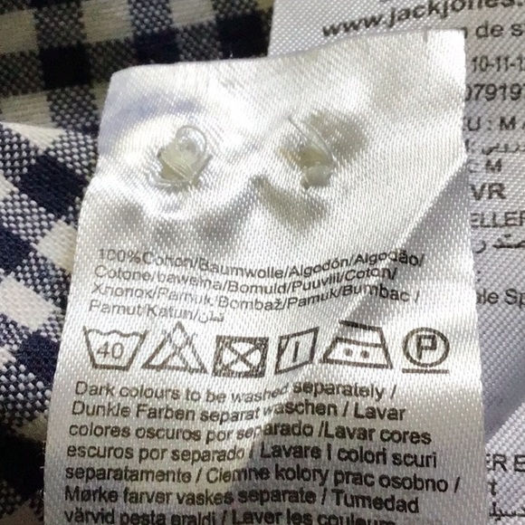 JACK & Jones navy blue check button down shirt medium - Picture 7 of 7